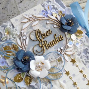 Робота Іменна весільна листівка в синьому з золотом