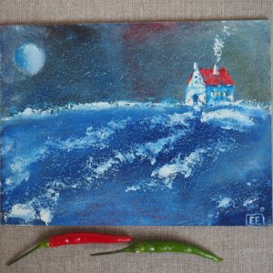 Робота Картина 15х20 "Будиночок в океані"