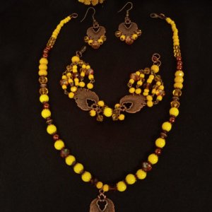 Работа Комплект украшений "Багровый рассвет" ожерелье серьги браслет