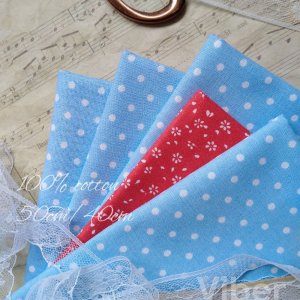 Работа Ткань хлопок для рукоделия горошек 4мм на голубом