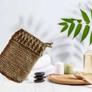 Работа Мочалка-рукавица натуральная из конопли