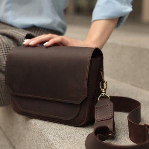 Работа Женская Кожаная Сумка "Кари" Кожа Crazy Horse, цвет Шоколад