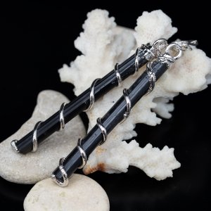 Работа Серьги классические: "Грация" (черный турмалин) 87/55