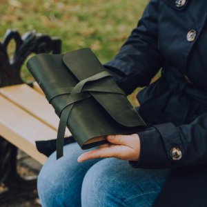 Работа Зеленый Кожаный блокнот