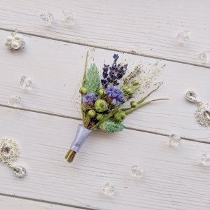 Робота Весільна бутоньєрка з сухоцвітами.  АРТ. 1118