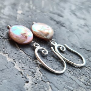 Робота Сережки з натуральних розкішних перлів Кейші у сріблі