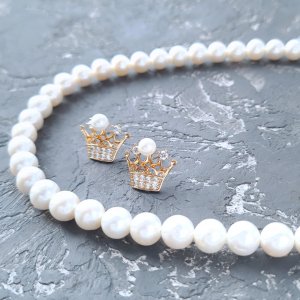Работа Комплект из натурального жемчуга "Корона"