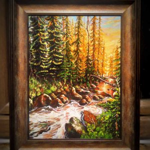 Робота Пейзаж струмок в лісі