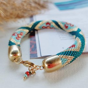 Работа Браслет из японского бисера Этника бирюза