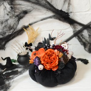 Робота Декоративна оксамитова ГАРБУЗ з декором. Чорна