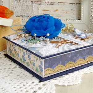 Робота Весільна грошова коробочка в синьому кольорі