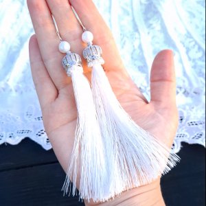 Робота Сережки святкові з перлами та срібними застібками