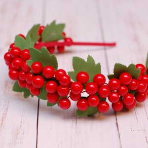 Работа Обруч ободок с красными ягодами калины 