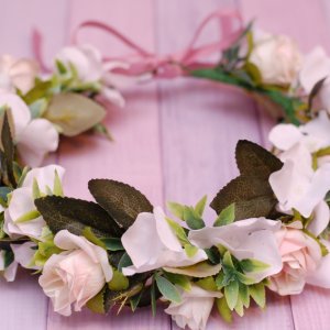 Робота Вінок віночок з квітами блідо-рожевий