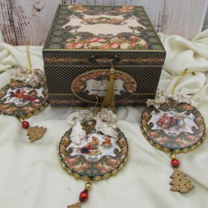 Работа Новогодний набор игрушек на елку Тройка