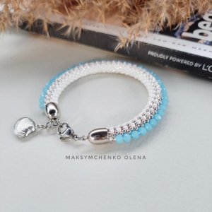 Работа Браслет "Blue ice 'с японского бисера