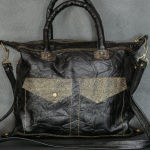 Робота Жіноча чорна шкіряна сумка ручної роботи