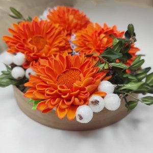 Работа резинки хризантемы