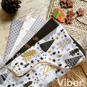 Работа Набор новогоднего хлопка из 5 шт. Золотые елочки