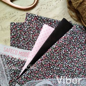 Работа Французская хлопок микро-цветочки на черном фоне