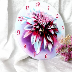 Работа Витражная настенные часы Георгина