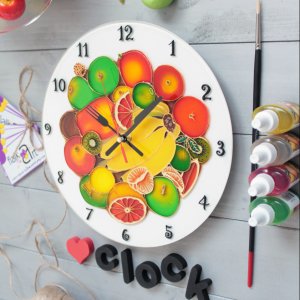 Работа Витражная настенные часы Фрукты