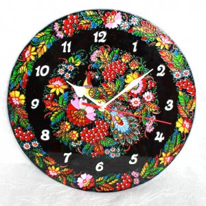 Работа Витражная настенные часы Калина