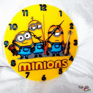 Работа Витражная настенные часы Миньоны