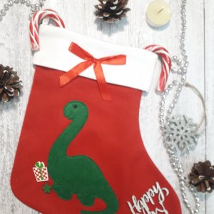 Работа Рождественская носок с динозавром
