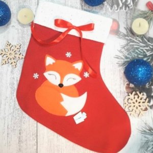 Работа Праздничная носок с лисиччкою