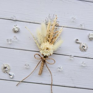Работа Свадебная бутоньерка из сухоцветов. АРТ. 1117 
