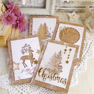 Работа Новогодние открытки крафт+золото+белый