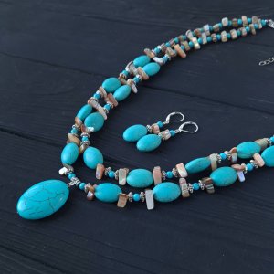 Робота Комплект з бірюзи та натурального перламутру