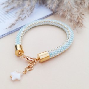 Работа Браслет Мятный из японского бисера