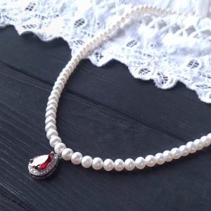 Робота Кольє з натуральних перлів зі срібною застібкою