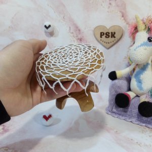 Работа Маленькая вязаная скатерть ажурная игрушечный стол куклы 1