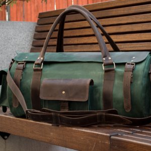 Работа Круглая кожаная дорожная сумка, Мужская спортивная сумка 