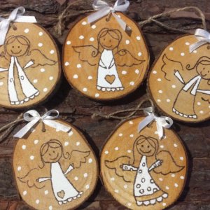 Работа Новогодние игрушки Набор "Ангелочки "эко декор