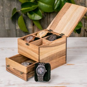 Робота Органайзер для 4-х годин з шухлядою та дерев'яною кришкою