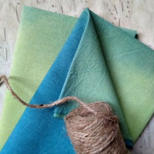 Робота Двоколірна тканина ручного фарбування зелено-синя