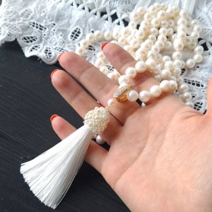 Работа Длинное колье-сотуар из жемчуга трансформер 2-в-1