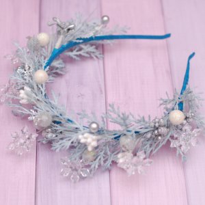 Робота Новорічний обруч обідок блакитний зі сніжинками