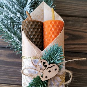 Работа НАБОР СВЕЧЕК ИЗ НАТУРАЛЬНОЙ ВОЩИНЫ 2ШТ (03)