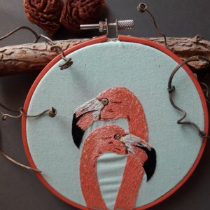 Робота Вишивка картина гладь фламінго 
