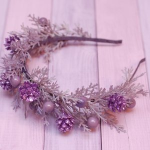 Робота Новорічний обруч фіолетовий ободок з шишками