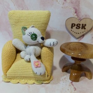 Работа Кот ручной работы, маленькая мягкая кошка вязаная крючком 1