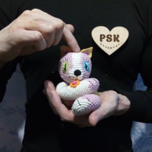 Работа Кот ручной работы, маленькая мягкая кошка вязаная крючком.
