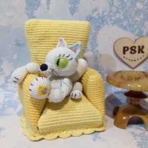 Работа Кот ручной работы, маленькая мягкая кошка вязаная крючком 3