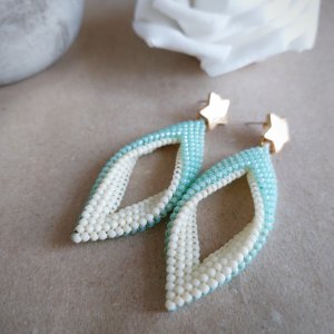 Работа Серьги Бирюзовый ромб