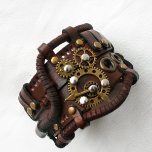 Работа кожаный браслет стимпанк готический стиль  64
